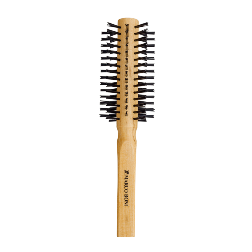 Blow-Dry Hair Brush with Wooden Handle and Multiple Bristles