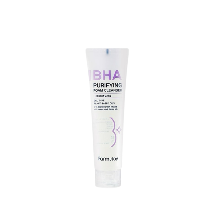 Farmstay BHA Purifying Foam Cleanser – shkumë pastruese me BHA për pore të pastra dhe lëkurë të freskët nga Bassko.