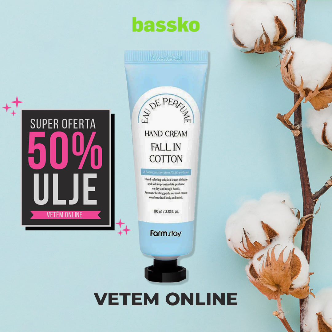 Farmstay Eau De Perfume Hand Cream Fall In Cotton – Krem duarsh me aromë “cotton” të pastër për hidratim, butësi dhe ndjesi të freskët