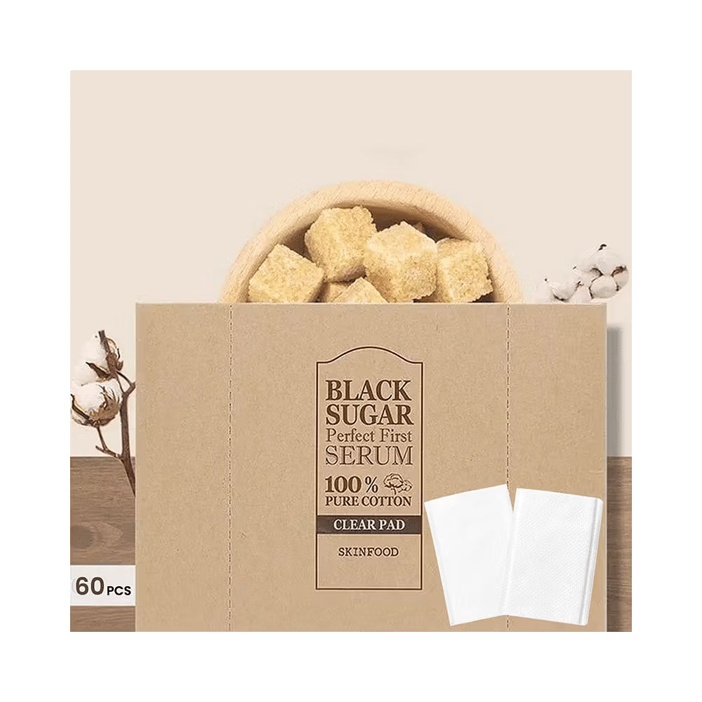 Skinfood - Black Sugar Perfect First Serum 100% Pure Cotton Clear Pad (Pëlhura Tonike)