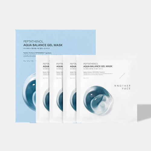 Another Face Peptathenol Aqua Balance Gel Mask 4ea – set me 4 maska xhel hidratuese dhe qetësuese për lëkurë të freskët nga Bassko.