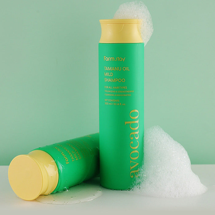 Farmstay Tamanu Oil Mild Shampoo Avocado & Hibiscus – shampo e butë ushqyese me vaj tamanu, avokado dhe hibiskus për flokë të shëndetshëm nga Bassko.